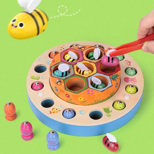 Jeu De Pêche Magnétique Pour Bébé, Puzzle De Perles À Clip Pour Éducation Précoce, Planche Cognitive En Bois Couleur, Jeu Pour Garçons Et Filles