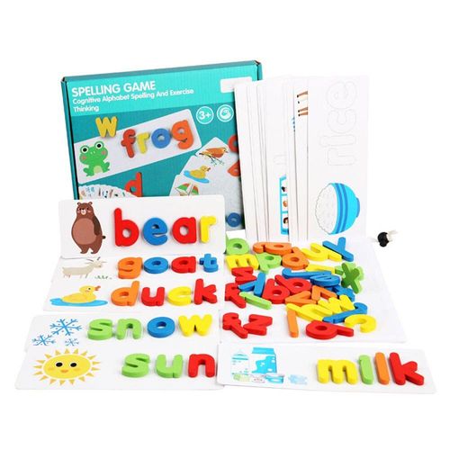 Puzzle De Lettres Anglaises Montessori, Carte D'Enseignement Double Face, Bloc De Lettres De Charme En Bois, Jouet D'Apprentissage Précoce, Cadeau De Noël