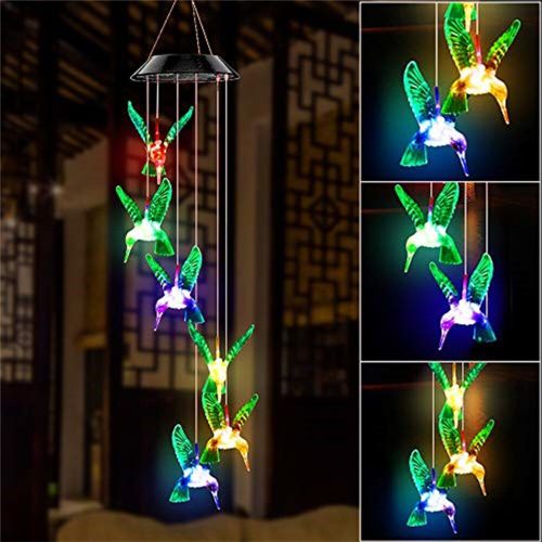 Carillon Solaire Led Coloré En Cristal, Colibri Papillon, Étanche, Éclairage D'Extérieur Pour Jardin