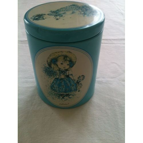 Boite Métal Ronde Nathalie Massilly France Pour Sucres Biscuits Ou Autres - 11 X 14 Cm - Années 80's