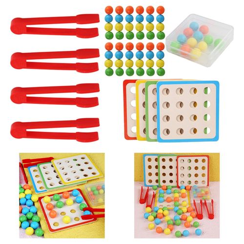 Jeu De Perles À Clip En Bois, Entraînement À La Motricité Fine, Jouets Montessori Pour Parents Et Enfants De 3 4 5 Ans Et Plus, Cadeaux D'Anniversaire