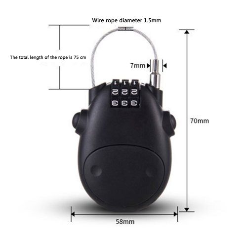 Verrou De Casque De Vélo Anti-Vol, En Forme De Vache De Dessin Animé, Avec Mot De Passe, Portable, Cadenas De Vélo, Câble Métallique Télescopique En Acier, Pour Moto