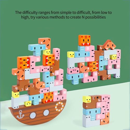 Blocs À Empiler D'Animaux Montessori Pour Bébé, Blocs De Construction Éducatifs 3d En Bois