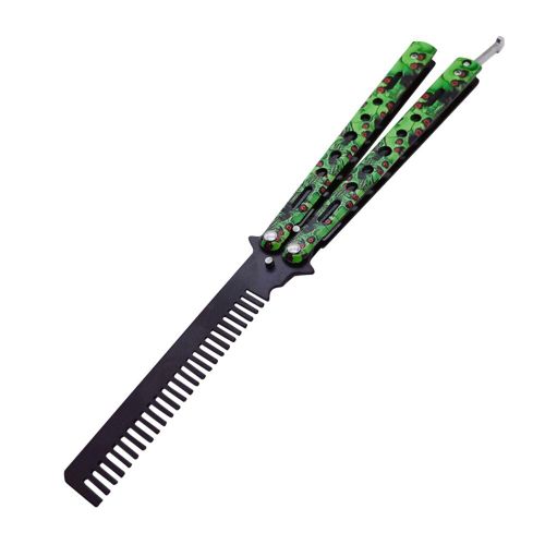 Peigne Papillon Pliable En Acier Inoxydable, 1 Pièce, Outil De Coiffure, Pour Entraînement À La Pratique, Couteau Papillon, Brosse À Moustache