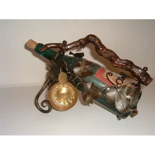 Porte Bouteille Art Nouveau En Fer Forgé, Raisin, Vigne