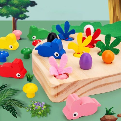 Puzzle Montessori En Bois Pour Enfants, Jouet Éducatif En Forme De Bloc De Champignons, Correspondance Des Couleurs, Cadeau De Noël