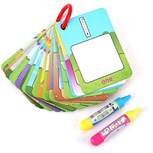 2 Stylos Magiques Pour Apprendre À Dessiner À L'Eau, Cartes De Coloriage, Lettres, Tableau De Peinture, Reconnaissance Précoce, Jouets Éducatifs