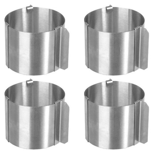 Lot De 4 Moules À Gâteau Rond Inox "Extensible" 6cm Argent