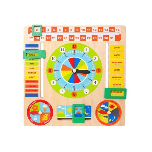 Horloge De Calendrier En Bois Pour Bébé, Multi-Fonction, Puzzle D'Apprentissage Des Formes, Tri Des Formes, Jouet, Figurine, Éducation Précoce Des Enfants