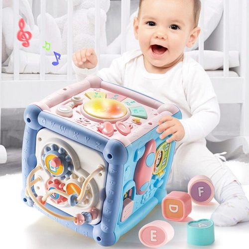 Cube D'Activité, Jouet Xylophone Musical, 6 Sortes, Tambour À Main Amusant Pour Bébé, Blocs Géométriques, Tri De La Forme De La Musique, Boîte Assortie