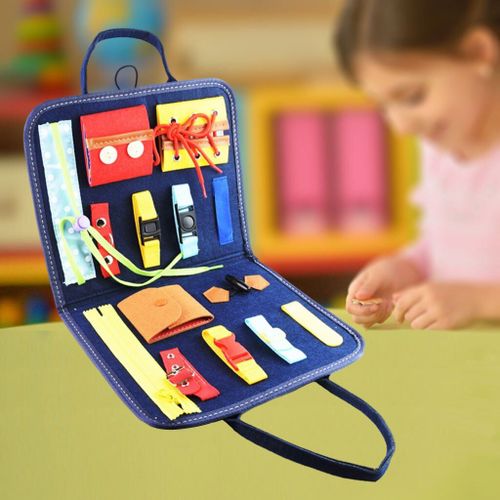 Planche D'Activités Pliable Montessori Pour Tout-Petits, Jouets De Compétences De Base, Jeu Préscolaire Pour Voyage En Avion Et En Voiture