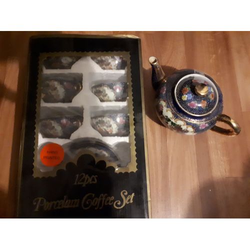 Service À Café 12 Pièces Et Sa Théière En Porcelaine Chinoise