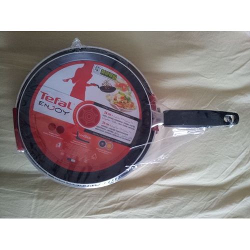 Lot De 2 Poëles Noires Tefal Enjoy : 1 Poële 28 Cm Et 1 Crêpière 25 Cm Thermospot Longlide & Durabase