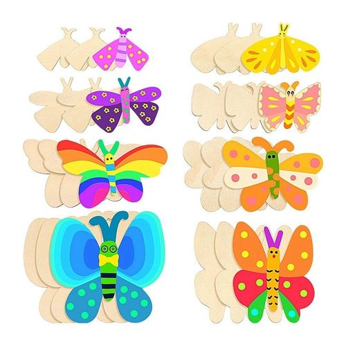 Peinture Papillon En Bois Vierge, 24 Pièces, Artisanat En Bois Inachevé Pour Enfants, Bricolage, Décoration De Maison