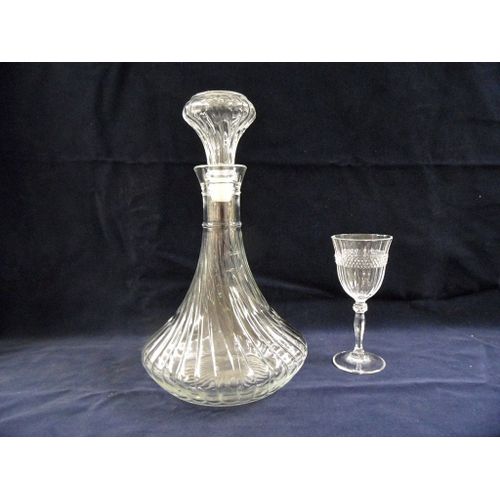 Carafe A Decanter Bouteille Vintage Verre Spirale Vin Cognac Whisky Bourbon...