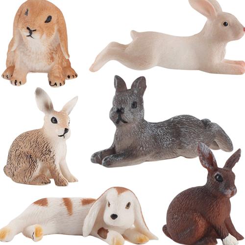 Figurines De Lapin Réalistes, 6 Pièces, Jouets De Pâques, Petits Animaux De La Forêt, Ensemble Pour Apprendre Aux Enfants, Cadeau Pour Les Tout-Petits