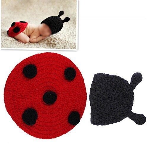 Bonnet Pour Bébé Coccinelle, Accessoire De Photographie, Bonnet, Chapeau, Animal, Pour Nouveau-Né De 0 À 6 Mois