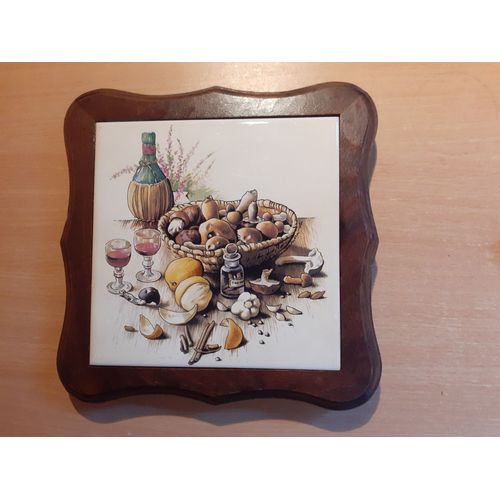 Dessous De Plat En Faïence Et Bois