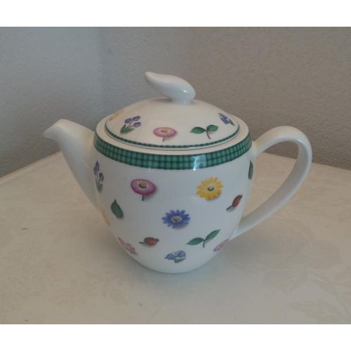 Théière Porcelaine - Capacité 1 Litre - Décor Floral Fleurs Printemps - Diamètre Récipient 12 Cm. H 18 Cm. Marque Spring Vista