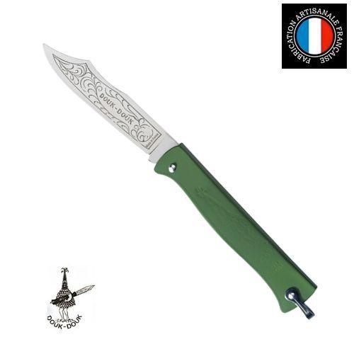 Couteau Pliant Le Douk-Douk - Lame Inox Manche 11 Cm Metal Vert Avec Beliere