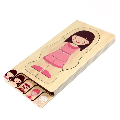 Puzzle De Cognition Multicouche Pour Enfants, Jouets Éducatifs Montessori, Structure Du Corps Humain En Bois, Pour Noël