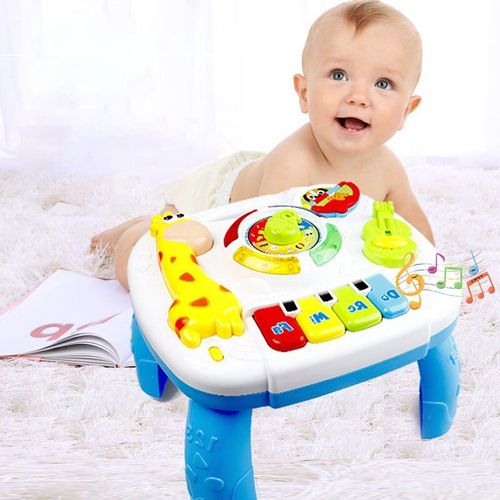 Bureau Multifonctionnel D'Apprentissage Précoce Pour Bébé, Jeu Musical, Puzzle, Girafe, Hochet Mobile, Cadeau De Noël, De 13 À 24 Mois