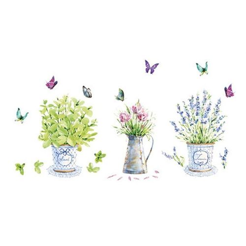 Autocollant Mural De Fleur En Pot De Papillon, Sparadrap De Cuisine, De Fenêtre En Verre, De Salle De Bains, Décor Mural Étanche