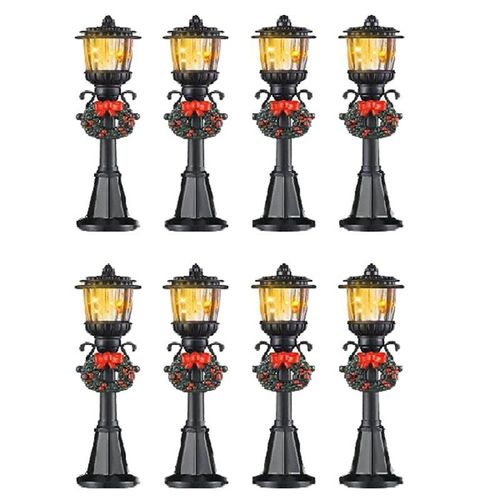 Mini Lampe De Noël, 8 Pièces, Post-Train, Miniature, Éclairage De Rue Décoratif Pour Bricolage, Maison De Poupée, Allée Du Village