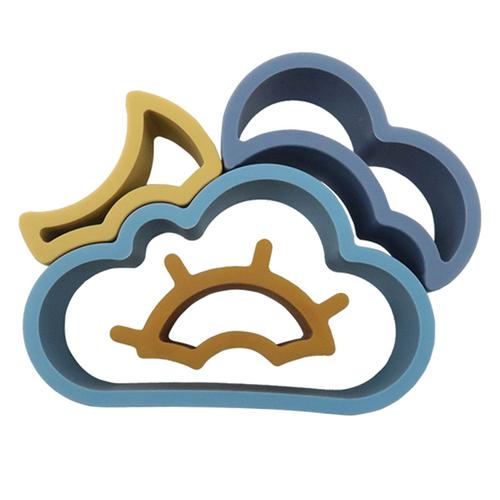 Bloc D'Empilage En Silicone, 4 Pièces, Puzzle Créatif Météo Nuage Neige Soleil, Forme Assortie, Jouets Amusants, Ensemble De Jeu Pour Enfant De 3 Ans