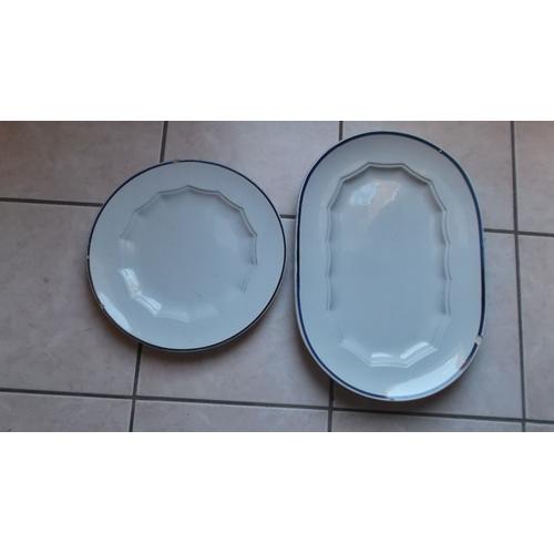 Collection Hbcm Creil Montereau/ 1 Lot De 2 Anciens Plats Numerotes En Faience....