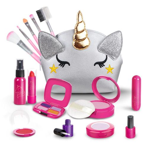 Kit De Maquillage Pour Enfants, 16 Pièces, Ensemble De Maquillage Pour Filles, Lavable, Jouets, Sac À Licorne, Cosmétiques Sûrs Pour Tout-Petits, Jeu De Simulation De Maquillage Pour Gi