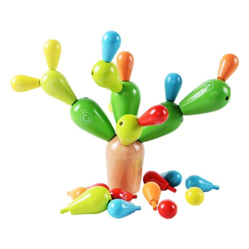 Jouets D'Équilibre À Empiler En Bois 28 Pièces, Blocs De Construction Cactus Diy, Jouet De Puzzle Éducatif Montessori Pour Enfants Bébé Formation