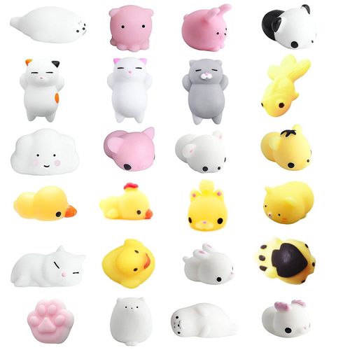 Jouets À Pression Souples, 24 Pièces, Chat Lapin Mignon, Lent À Monter, Guérison, Anti-Stress, Animal Amusant, Squishy