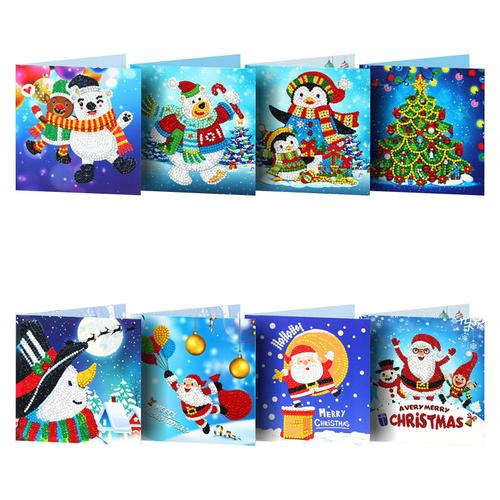 Peinture De Diamants De Noël Pour Enfants, Kit De Cartes De Noël Pour Bricolage, Ensemble De Jouets De Peinture De Perles, Cadeaux Parfaits