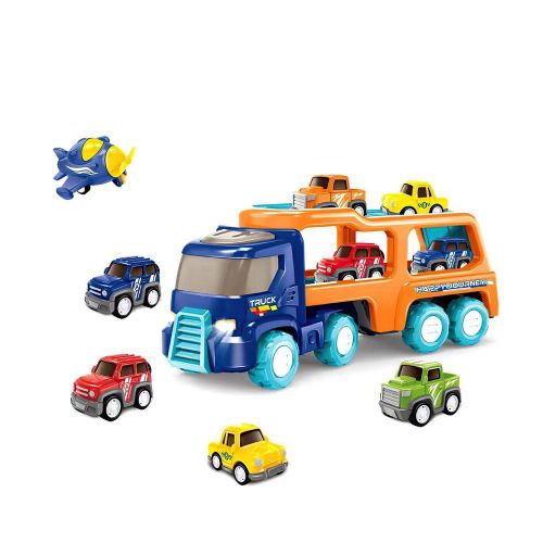 Camion De Transport Pour Enfants, Jouet Camion Transporteur, Véhicules Assortis, Ensemble De Jeu Grand Camion De Transport Avec 4 Mignons Camions Extractibles