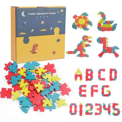 Puzzle En Bois Pour Tout-Petits, Casse-Tête, Alphabet Et Chiffres, Forme Majuscule, Animal