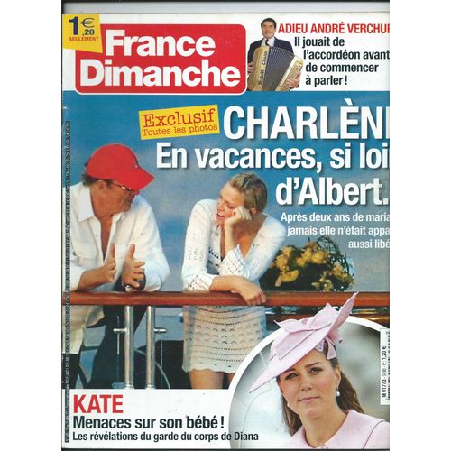 France Dimanche 19/07/2013 Charlène De Monaco, André Verchuren, Chantal Goya, Céline Dion, Manitas De Plata,  Jenifer, Roberto Galbés, Sébastien Cauet