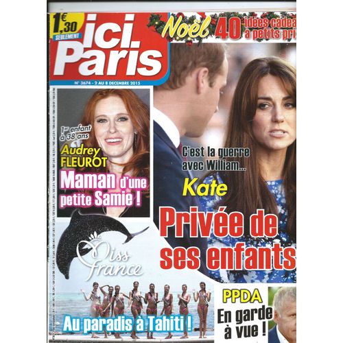 Ici Paris 02/12/2015 Kate, Leonardo Dicaprio, Sandrine Bonnaire, Renaud, Jane Birkin, Marina Vlady & Lino Ventura , Baffie, Vanessa Paradis, Isabelle Huppert, Sinéad O' Connor, Aznavour, Jouets Noël 