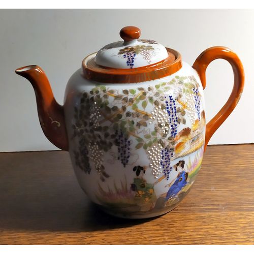 Théière Japonaise En Porcelaine Vintage "Geishas"