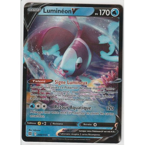 Carte Pokemon - Luminéon V - 040/172 - Ultra-Rare - Épée Et Bouclier 9 - Stars Etincelantes - Eb9 -Vf