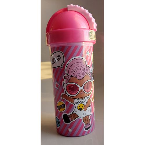 Verre Gobelet Timbale Enfant Couvercle Coulissant Avec Paille Décor Lol Surprise