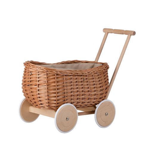 Jouet-Chariot Trotteur En Osier Naturel Avec Roues En Bois