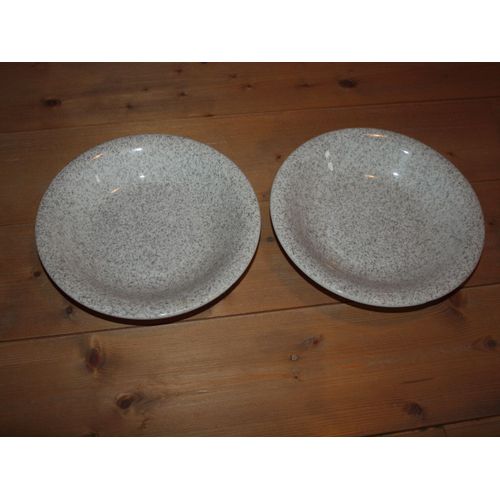 Lot De 2 Assiettes Creuses Gris Moucheté 22 Cm