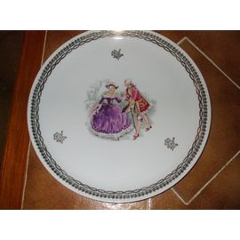 Plat À Tarte Dcor  Ancien "Marquise" Avec Or