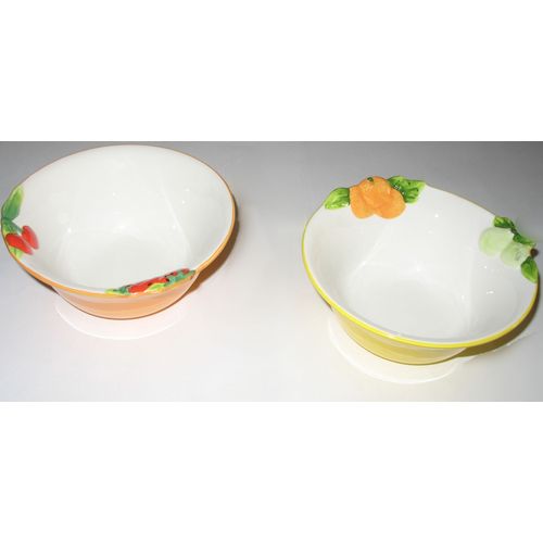 Lot De Deux Bols À Céréales Avec 4 Cuillères Décor Manche Fruits