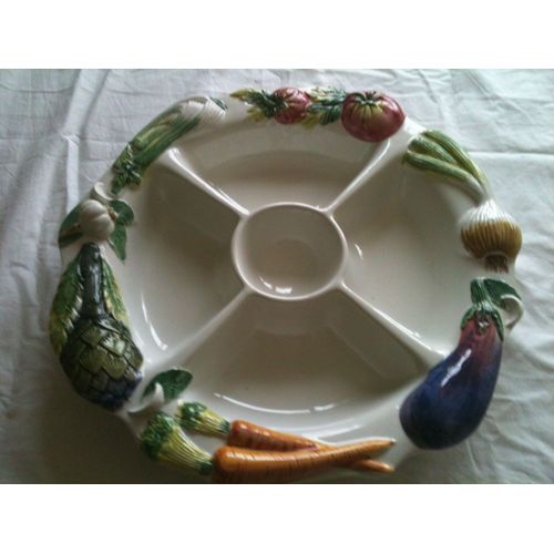 Grand Plateau Légumes Apéritifs - 42 Cm - 2,4 Kg - Motifs Légumes