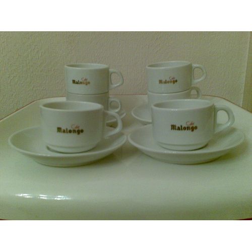 Lot De 6 Tasses Moyennes  A Café -Thé-Chocolat...+ Coupelles + Malongo (Bar)