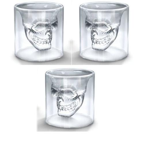 Lot De 3 Verres Tete De Mort / Shooter À Cocktail Mojito Shaker Pilon