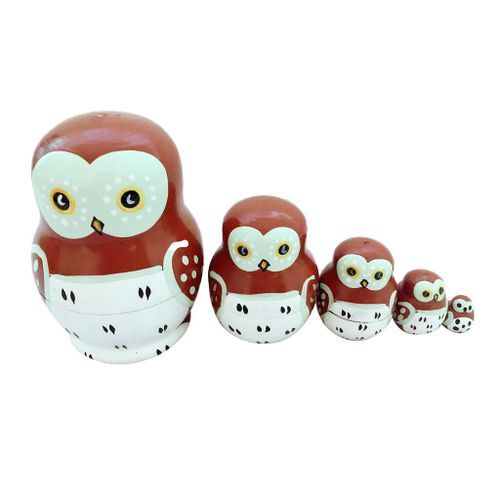 1 Ensemble De Poupée Russe En Bois Peint À La Main Hibou Oiseau, Jouet Pour Enfants, Cadeau