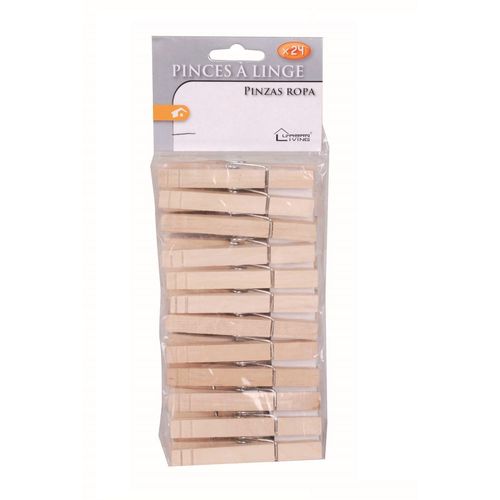 24 Pinces À Linge - Bois - Marron